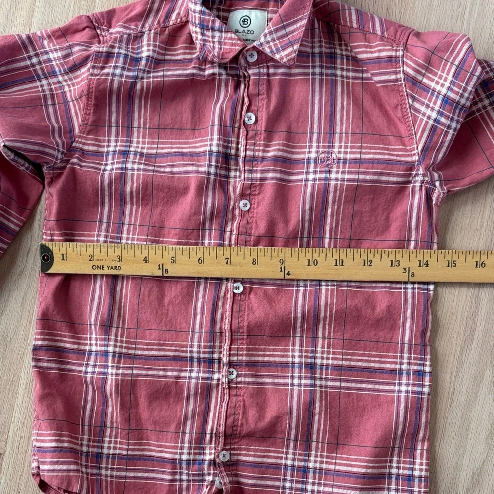 Boys' Red Plaid Button-Down Shirt -235sku